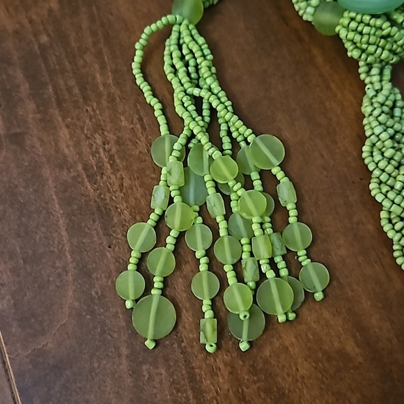 Vintage 1970s Lime Green Braided Glass Beaded Boho Festival Belt main image 10